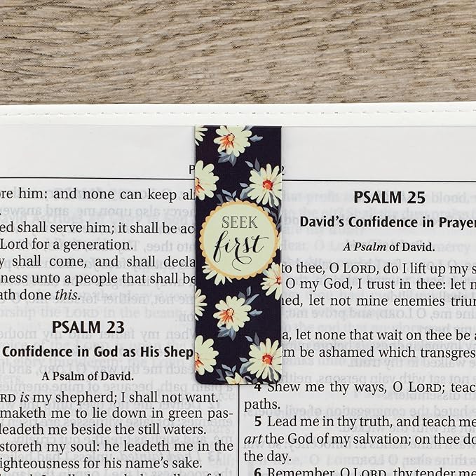 Christian Art Gifts Magnetic Scripture Bookmark Set for Women - Inspirational Beloved Scripture Favorites with Daisy Magnetic Bible Verse Pagemarker Set of 6 for Bibles and Books, Size 2.3” x 0.8”