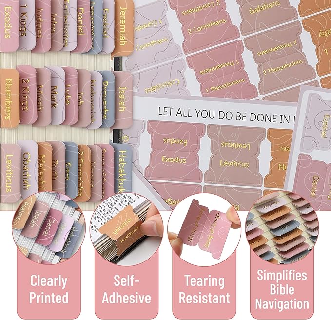 Mr. Pen- Bible Tabs, 75 Tabs, Honeycomb Hues, Gold Embossed Lettering, Laminated Bible Tabs for Women and Men, Bible Tabs for Study Bible Index Tabs, Bible Book Tabs, Bible Labels Tabs