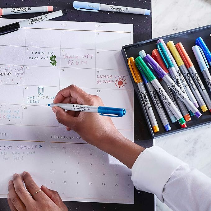 Sharpie Permanent Markers, Ultra-Fine Point, Featuring Mystic Gem Color Markers, Assorted, 24 Count