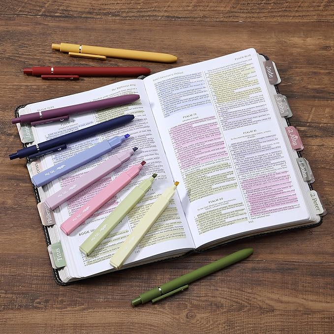 Mr. Pen- Aesthetic Highlighters and Gel Pens, 10 Pack, Vintage Color Bible Highlighters No Bleed, Black Ink Gel Pens, Highlighter Pens, No Bleed Highlighters for Bibles, Gel Pens