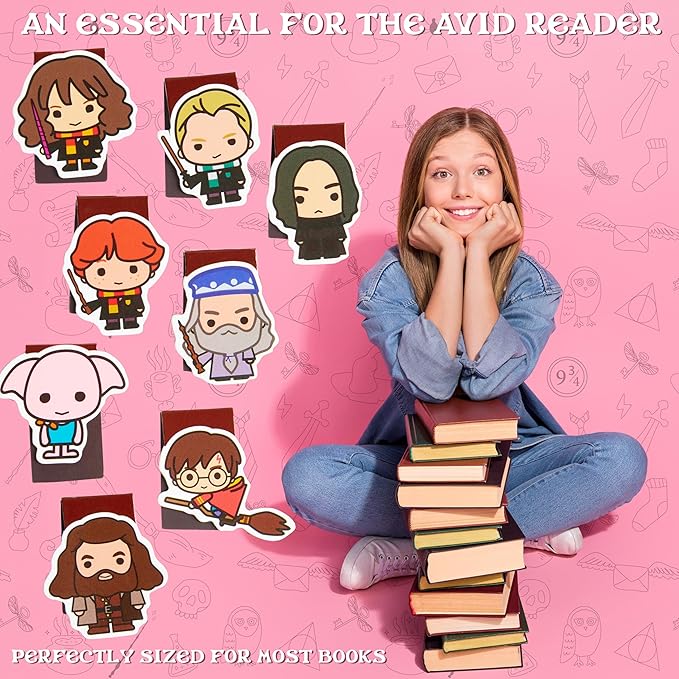 Harry Potter Magnetic Bookmarks Page Clip School University for Kids Teens Women Stocking Stuffers Gifts for Readers Xmas Gifts (Multi 8 Pack)