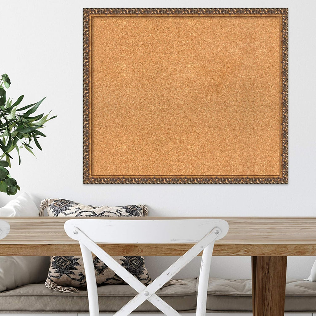 Amanti Art Natural Cork Board for Wall, 24x28 Vision Board with Bronze Frame, Medium Corkboard Office Decor for Home Organization, Traditional Corkboard Pinboard to Display Items for Home