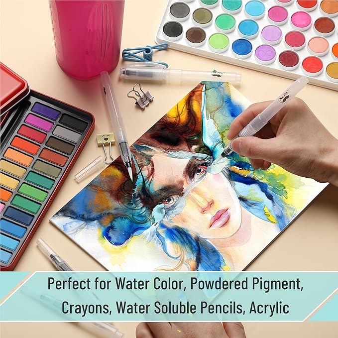 Mr. Pen- Watercolor Brush Pens, 9 pcs, Watercolor Brushes Set, Watercolor Pens for Adults, Water Brush Pen, Water Color Pens, Watercolor Brush Set, Refillable Brush Pen, Water Brushes for Watercolor