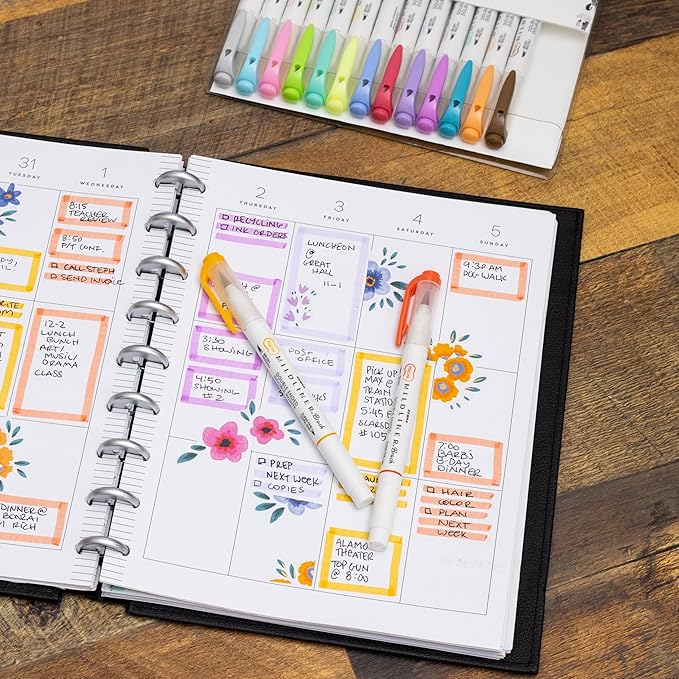 Zebra Pen Mildliner Brush Marker, Double Ended Brush and Fine Tip Pen, Assorted Soft Colors, 15 Count (Pack of 1)