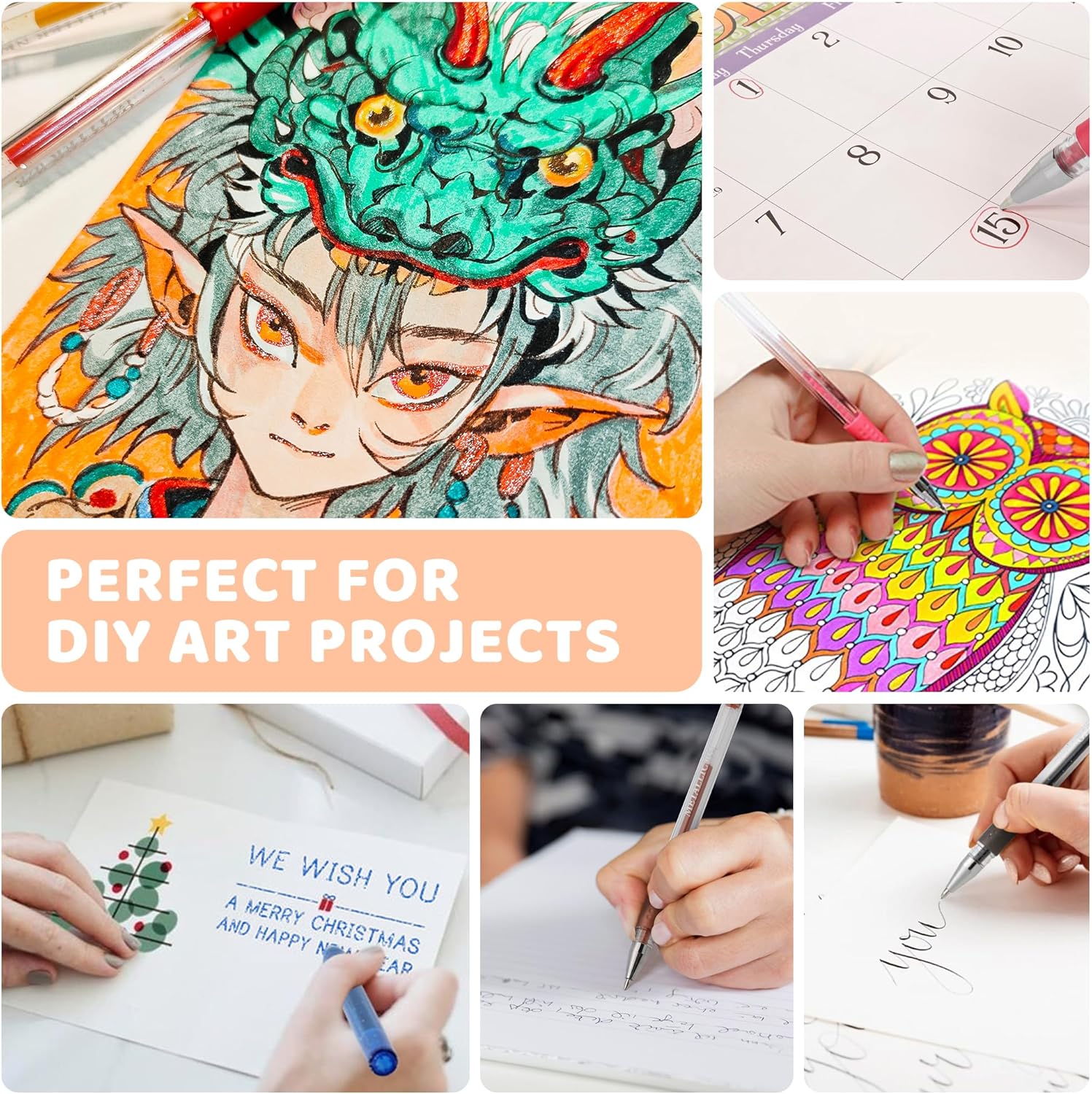 400 Pack Gel Pens for Adult Coloring Books, 200 Colored Gel Pen Include 200 Refills with 40% More Ink,Glitter Gel Pens Set for Coloring Books Drawing Journaling Scrapbook Art Supplies