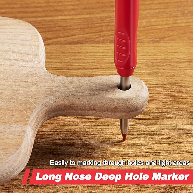 Enhon 6PCS Carpenters Pencils Mechanical Pencil Set with 24 Refills and Carbide Scriber Tool, Deep Hole Woodworking Pencils Joiners Pencil Carpenter Tools with Sharpener for Architect Construction