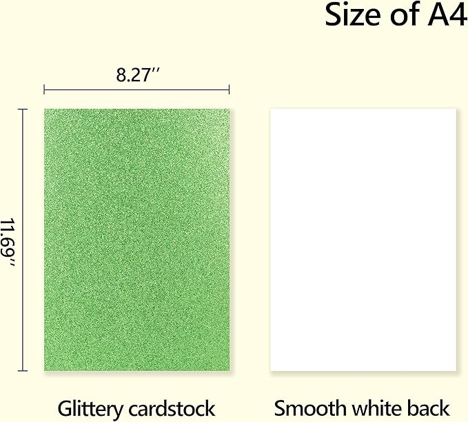 Simetufy Glitter Cardstock Paper, 60 Sheets 20 Colors, Colored Cardstock for Cricut, Premium Glitter Paper for Crafts, A4 Glitter Card Stock for DIY Projects, Sparkly Paper for Card Making, 250 GSM