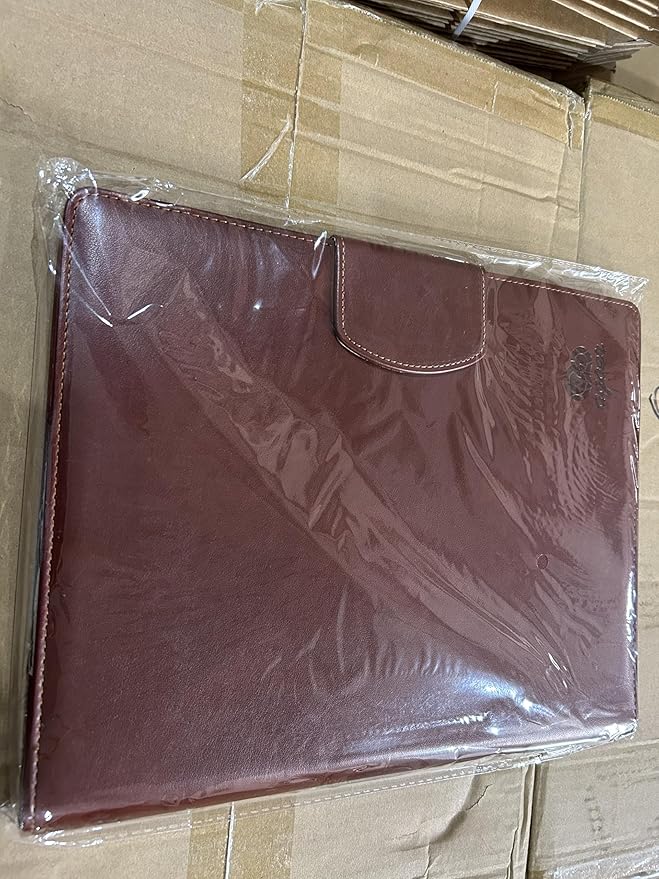 PU Leather Padfolio,A4 Leather Folder Binder Storage Clipboard with Magnetic Closure Cover,Business Resume Folder with Luxury Pen,Notepads,Sticky Tabs for Interview,Conference,Gift Portfolios (Brown)