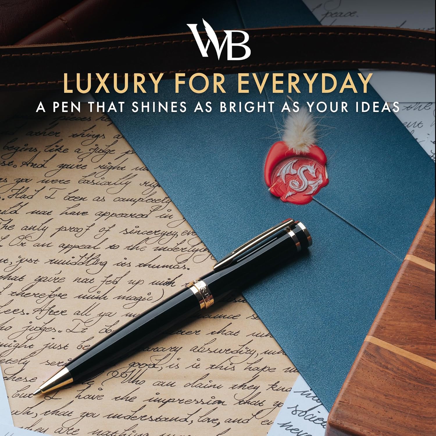 Wordsworth and Black Luxury Ballpoint Pen Set - Black Lacquer 24K Gold Finish, Refillable Fine Point, Elegant Gift for Men & Women, Includes Ink Refill, Nice Pens for Work