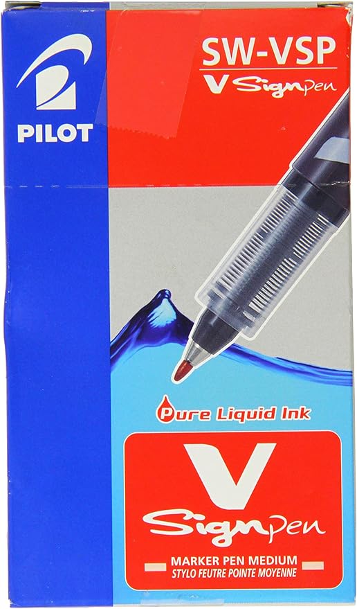 Pilot V Sign Pen Liquid Ink 2.0 mm Tip - Light Blue, Box of 12