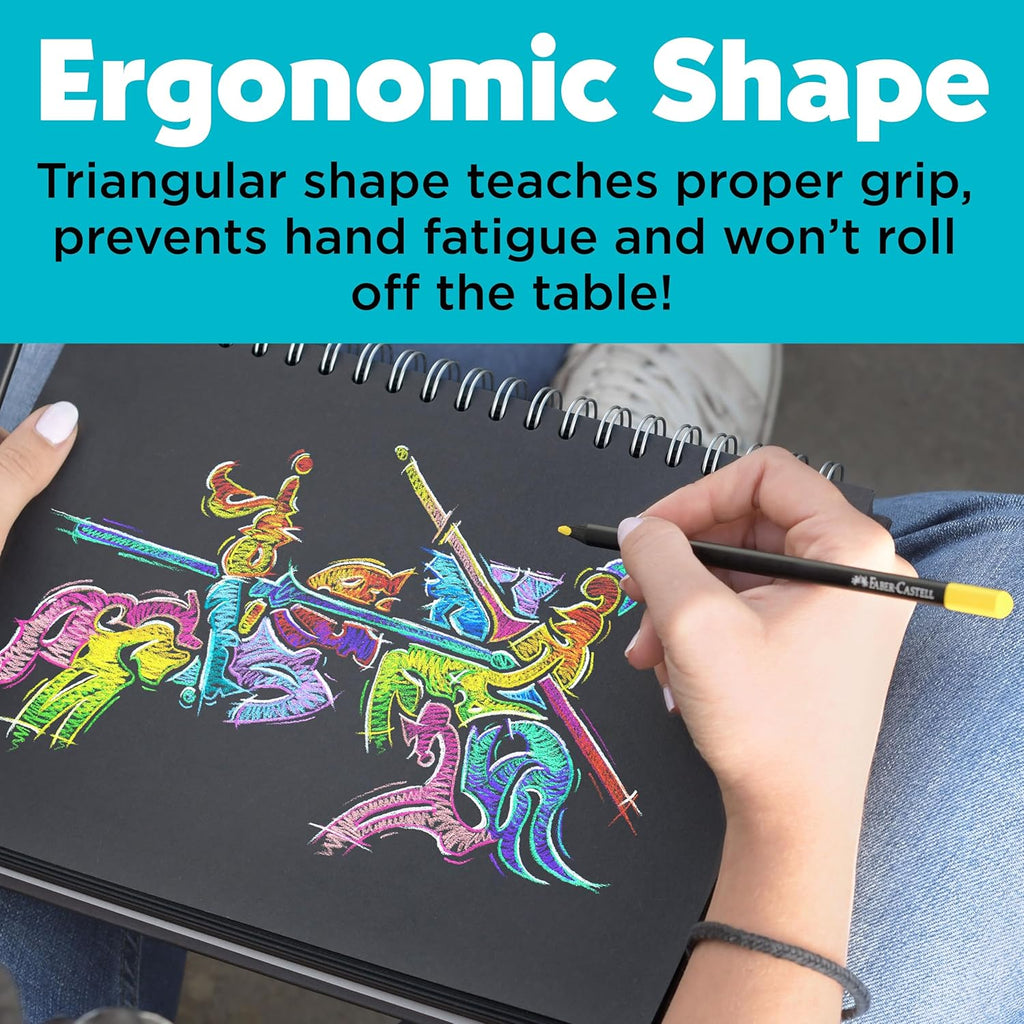 Faber-Castell Black Edition Colored Pencils Tin: Black Wood and Super Soft Core Lead, Art Colored Pencils for Adult Coloring, Teens, Kids and Beginners, Art Drawing Supplies (100 Count)