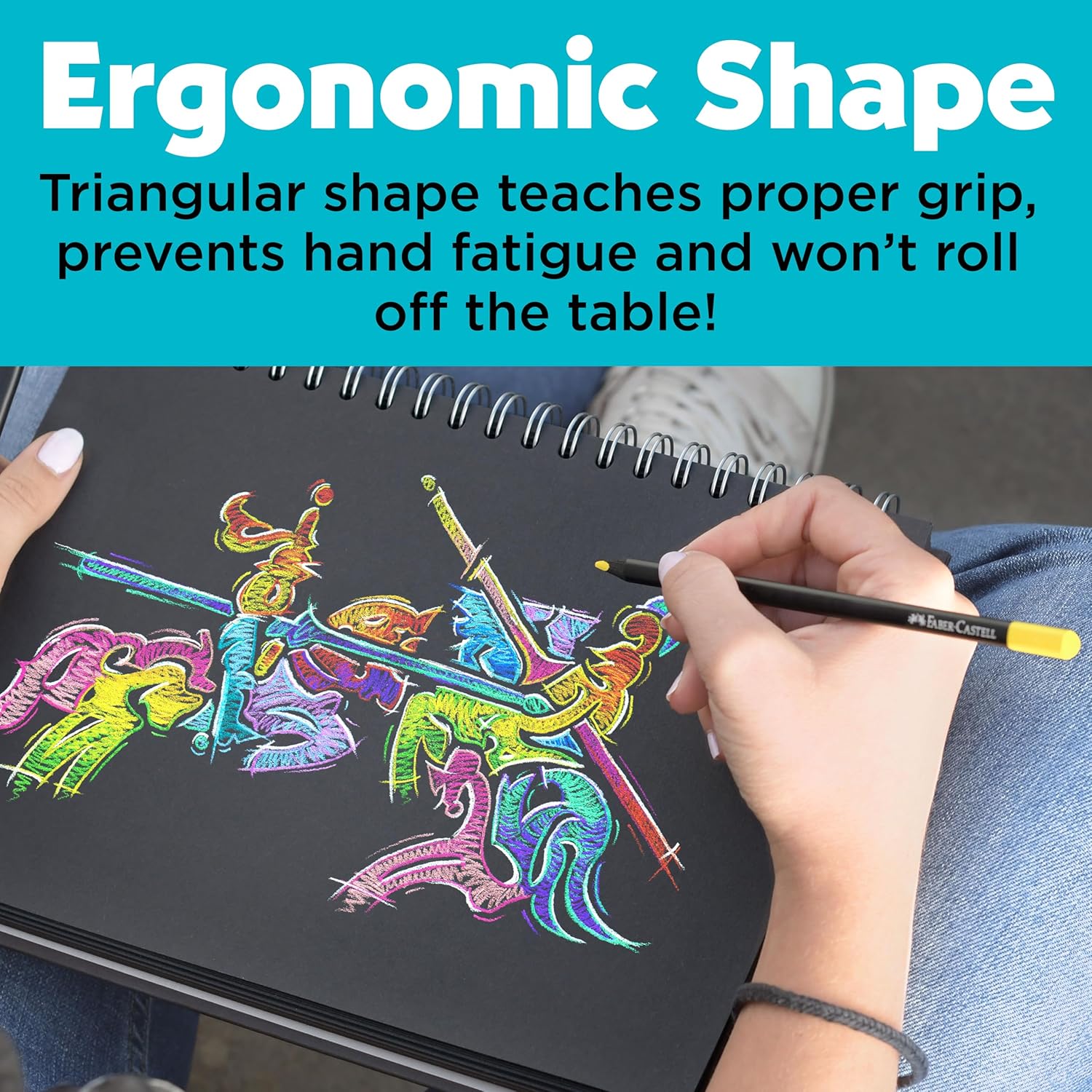 Faber-Castell Black Edition Colored Pencils Tin: Black Wood and Super Soft Core Lead, Art Colored Pencils for Adult Coloring, Teens, Kids and Beginners, Art Drawing Supplies (100 Count)