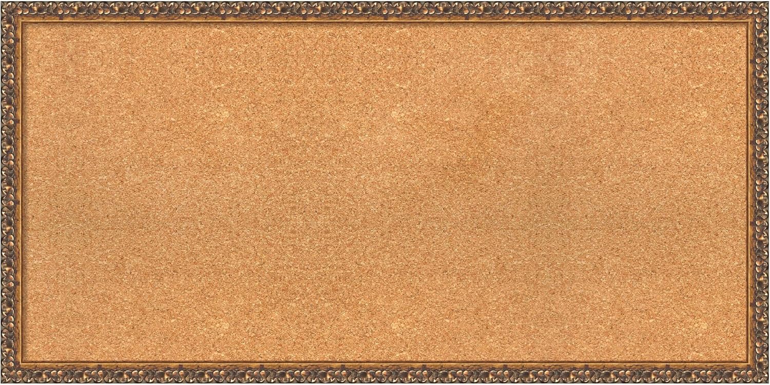 Amanti Art Natural Cork Board for Wall, 20x40 Vision Board with Bronze Frame, Large Corkboard Office Decor for Home Organization, Traditional Corkboard Pinboard to Display Items for Home Organization