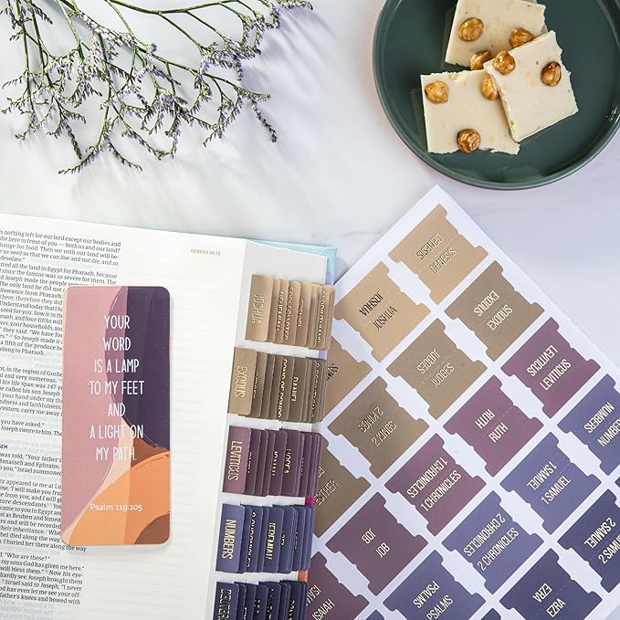 DiverseBee Laminated Bible Tabs (Gold Embossed Lettering), Bible Study Journaling Supplies, Bible Book Tabs, 73 Bible Tabs for Women and Men, Includes 4 Blank Tabs (Olive)