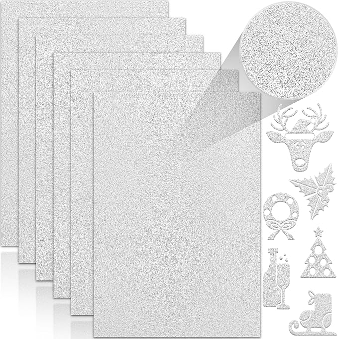 24 Sheets Silver Glitter Cardstock Paper, A4 Premium Sparkly Paper for Scrapbook, DIY Projects, Party Decoration, Gift Box Wrapping 250GSM/92lb