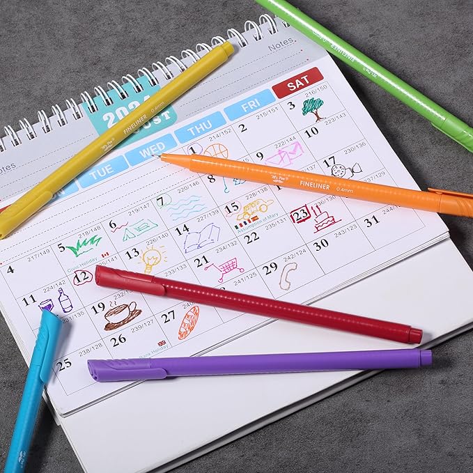 Mr. Pen- Fineliner Pens Colored, 24 Pack, Ergonomic Triangular Colorful Barrels, 0.4mm Fine Liner Pens