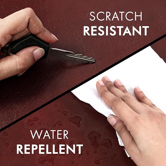 Elizo Leather Desk Mat Desk Pad Blotter Set - Real Full-Grain Leather (32x16) 2-Layer Genuine Desk Cover Protector & Large Mouse Pad | Computer Keyboard Desk Accessories for Office & Home Chestnut