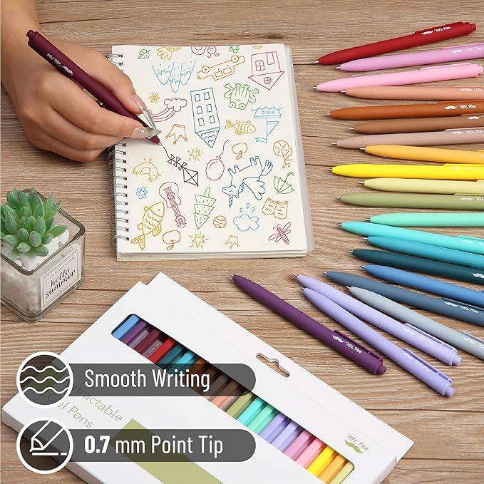 Mr. Pen- Retractable Gel Pens, 22 Pack, Color Ink Gel Pens Fine Point, 22 Vintage Colors, Gel Pens Fine Point, Retractable Pens, Cute Pens, Aesthetic Pens for Journaling Fine Tip Pens
