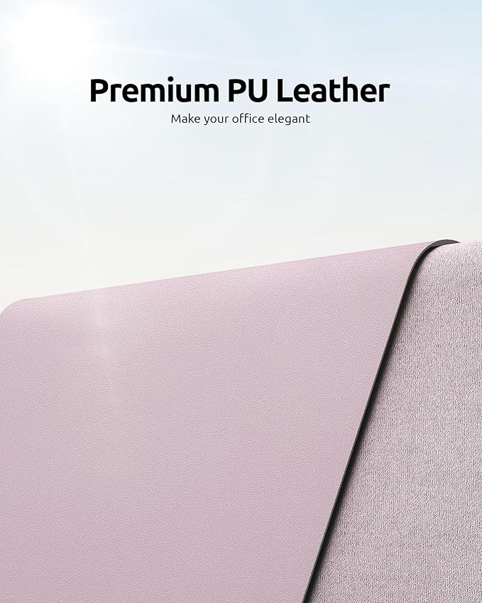 YSAGi Leather Desk Protector, Office Mat, Large Mouse Mat, Non-Slip PU Leather Blotter, Laptop Desk Mat, Waterproof Writing Pad for Office and Home (Grayish Lavender, 31.5" x 15.8")