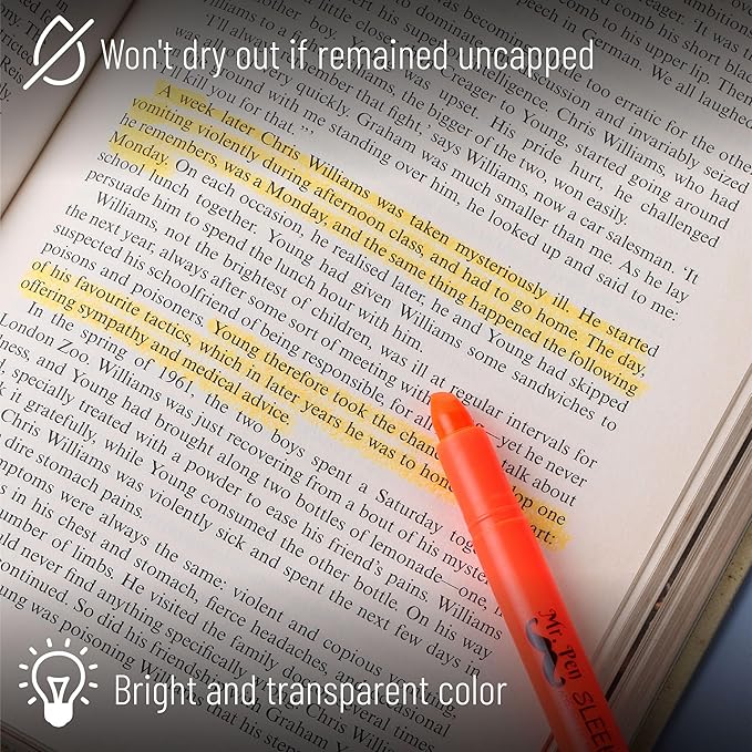 Mr. Pen No Bleed Gel Highlighter, Bible Highlighters, Golden Orange, Pack of 4