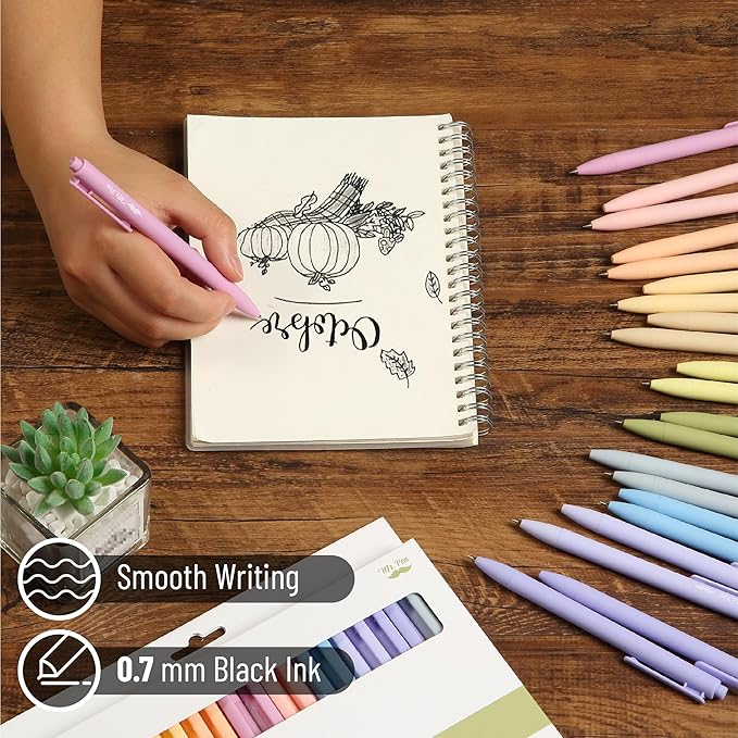 Mr. Pen- Retractable Gel Pens, 22 Pack, Black Ink, Mild Barrel Gel Pens, Gel Pens Fine Point 0.7mm, Retractable Pens, Cute Pens, Gel Ink Pens, Aesthetic Pens for Journaling Fine Tip Pens