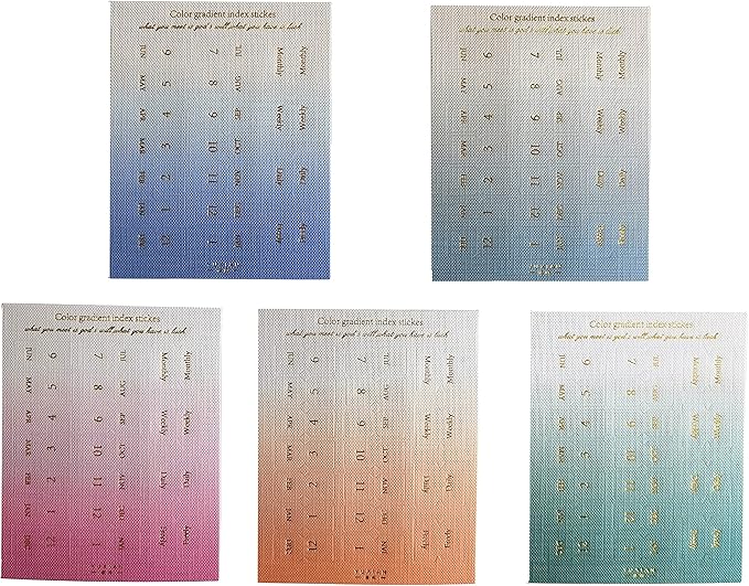 10 Sheets Monthly Adhesive Index Tabs Colorful Monthly Separator Tabs for Office Study Planners Organizations (Elegant)