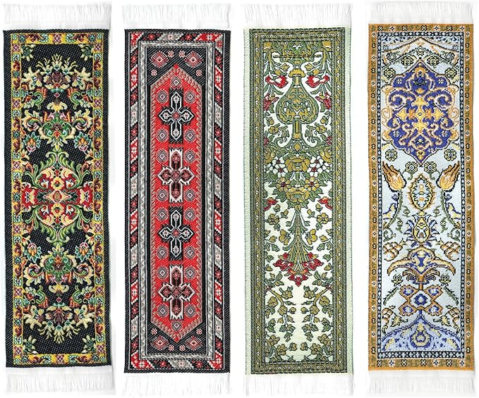 Oriental Carpet Rug Bookmarks #2 (Set of 4) Beautiful, Elegant, Woven Cloth Bookmarks! Oriental Carpet Rug Bookmarks - Beautiful, Elegant, Woven Cloth Bookmarks! Best Gift