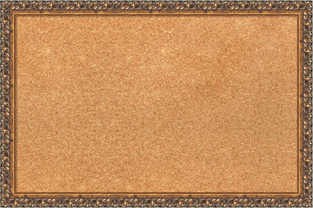 Amanti Art Natural Cork Board for Wall, 16x24 Vision Board with Bronze Frame, Small Corkboard Office Decor for Home Organization, Traditional Corkboard Pinboard to Display Items for Home Organization