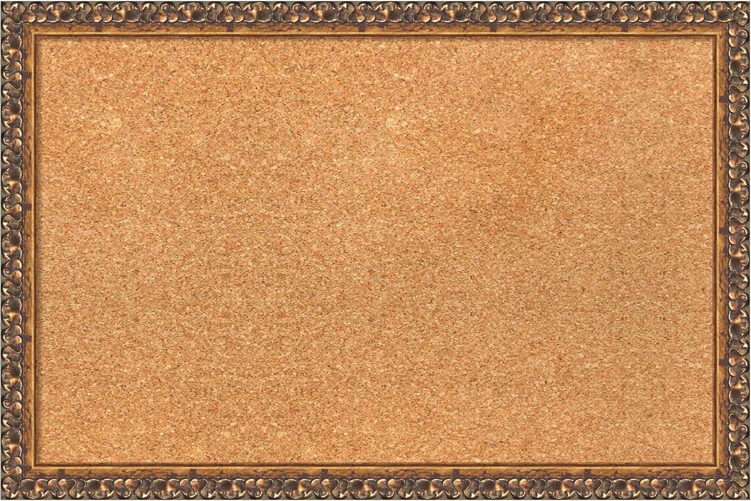Amanti Art Natural Cork Board for Wall, 16x24 Vision Board with Bronze Frame, Small Corkboard Office Decor for Home Organization, Traditional Corkboard Pinboard to Display Items for Home Organization