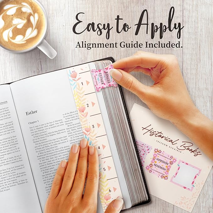 Bloom Beauty Bible Tabs for Women – Soul Nourishing Book Summaries – 66 Peel-and-Stick Large Print Laminated Bible Tabs | Bible Study Supplies Gold, Journaling Accessories, Gifts, the Shepherd of Life