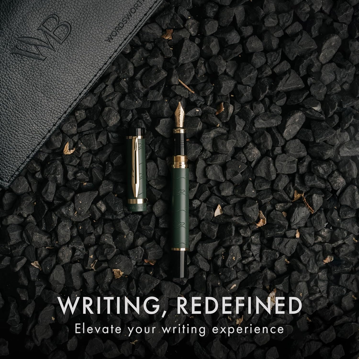 Wordsworth & Black Primori Fountain Pen Set [Green Gold]; Medium Nib, Gift Case, 24 Ink Cartridges, Refill Converter, Manual; Journaling, Calligraphy, Smooth Writing Pens; Left and Right Handed