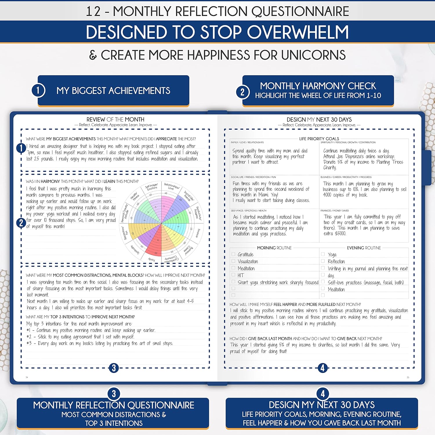 Life Planner Undated for Men – Daily, Weekly & Monthly Planner With Budget Section | Guided Daily Gratitude Journal, Goals Journal, Habit Tracker, Budget Planner - Horizontal Format