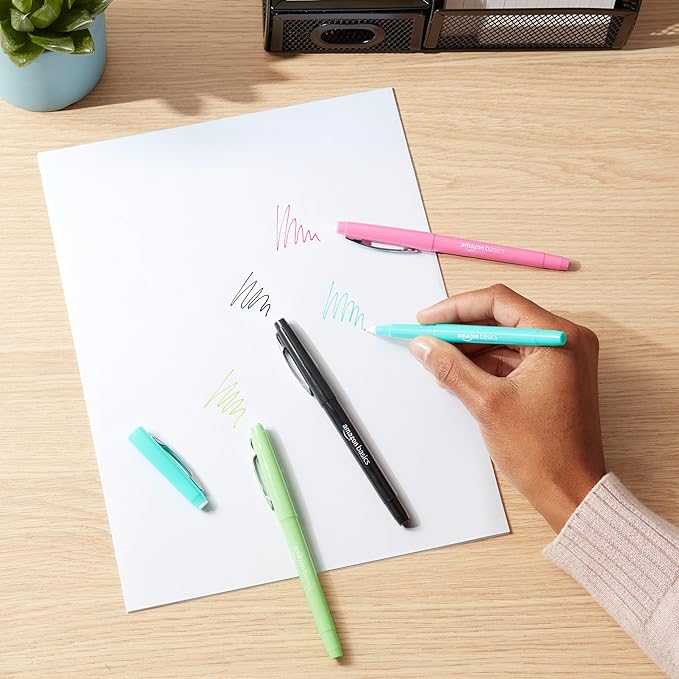 Amazon Basics Felt Tip Markers, Black, 24-Pack