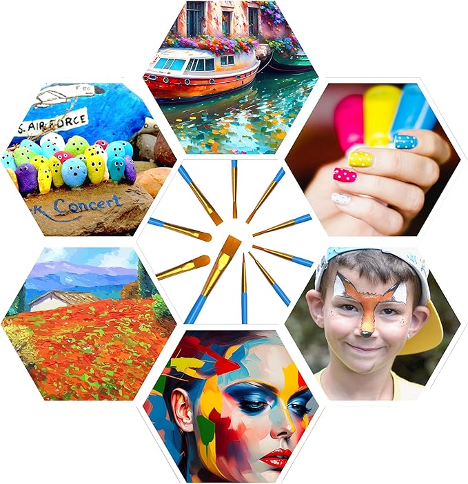 Paint Brushes Set for Acrylic Painting, 20 Pcs Art Painting Brushes Nylon Acrylic Paint Brush, 10 Sizes Paint Brush for Kids Adults Oil Watercolor Rock Painting Body Face Nail Art