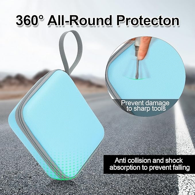 HBCX Mini Printer Case,Hard Protective Box,Portable High-capacity Travel Carrying Case,Suitable for Thermal Inkless Sticker Photo Printer,Label Marker,Instant Print Camera(Only Blue Case)