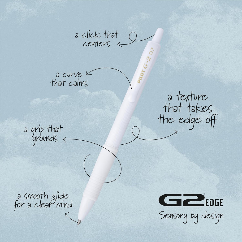 PILOT, G2 Edge White Premium Gel Roller Pens, Sensory Writing Experience, 8ct box, Fine Point 0.7 mm