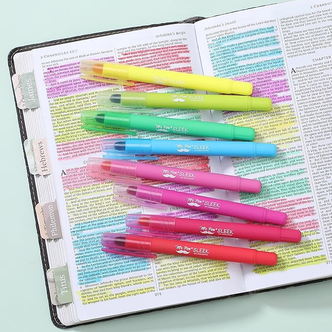 Mr. Pen- Gel Highlighter, 8 Pack, Assorted Colors, Bible Highlighters No Bleed, No Bleed Highlighters, Bible Highlighter, Bible Markers, Gel Highlighters for Bibles, Fluorescent Highlighter