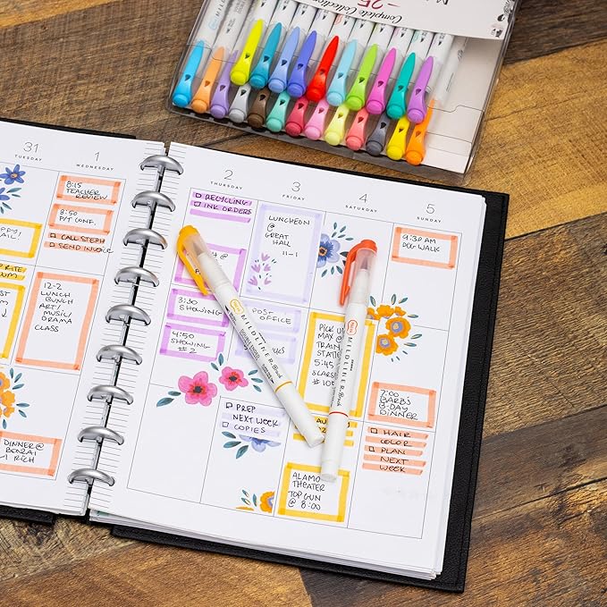 Zebra Pen Mildliner Double Ended Brush Pen, Brush and Point Tips, Assorted Ink Colors, 25-Pack, Multicolor (79125)