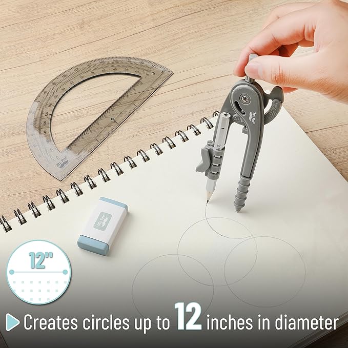 Mr. Pen- Compass and Protractor Set, Shuttle Grey, Compass Geometry Tool, Protractor and Compass Set, Compass Drawing Tool, Drawing Compass, Geometry Compass, Math Compass for Geometry