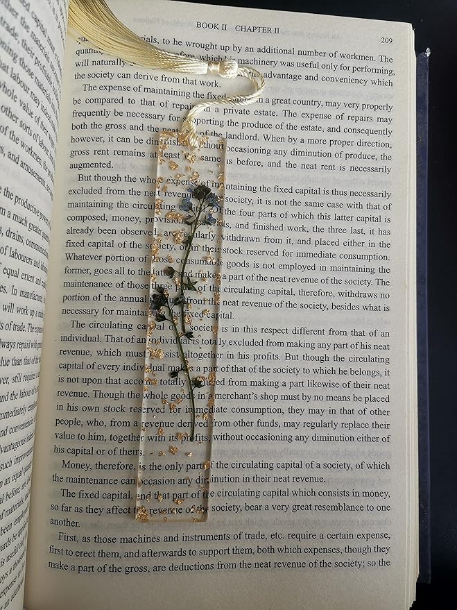 5.5x1 inch Flower Handmade Bookmark Resin Floral with Dried Flowers (Forget-me-not)