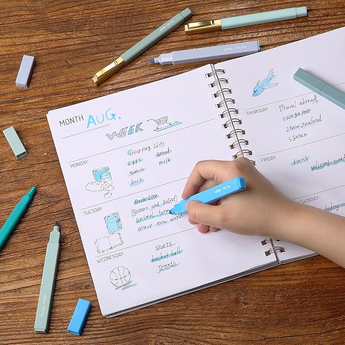 Mr. Pen- Aesthetic Highlighters and Pens No Bleed, 12 Pack, Forest Green Color Bible Highlighters No Bleed, Black Ink Bible Pens, Highlighter Pens, No Bleed Highlighters for Bibles, Bible Pens