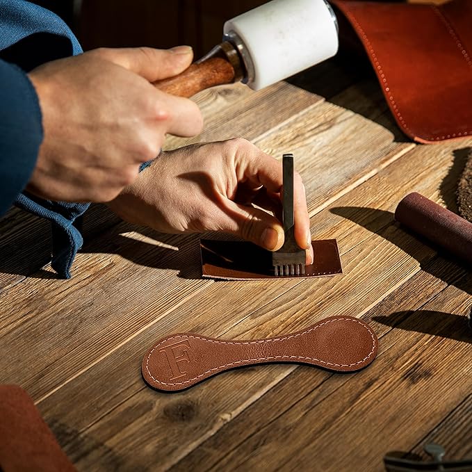 Personalized Leather Magnetic Bookmarks (1 Pack) Vintage Custom Engraved Initial ID Identification Book Marker Clip Gift for Book Lover Avid Readers (Letter F, Light Brown)