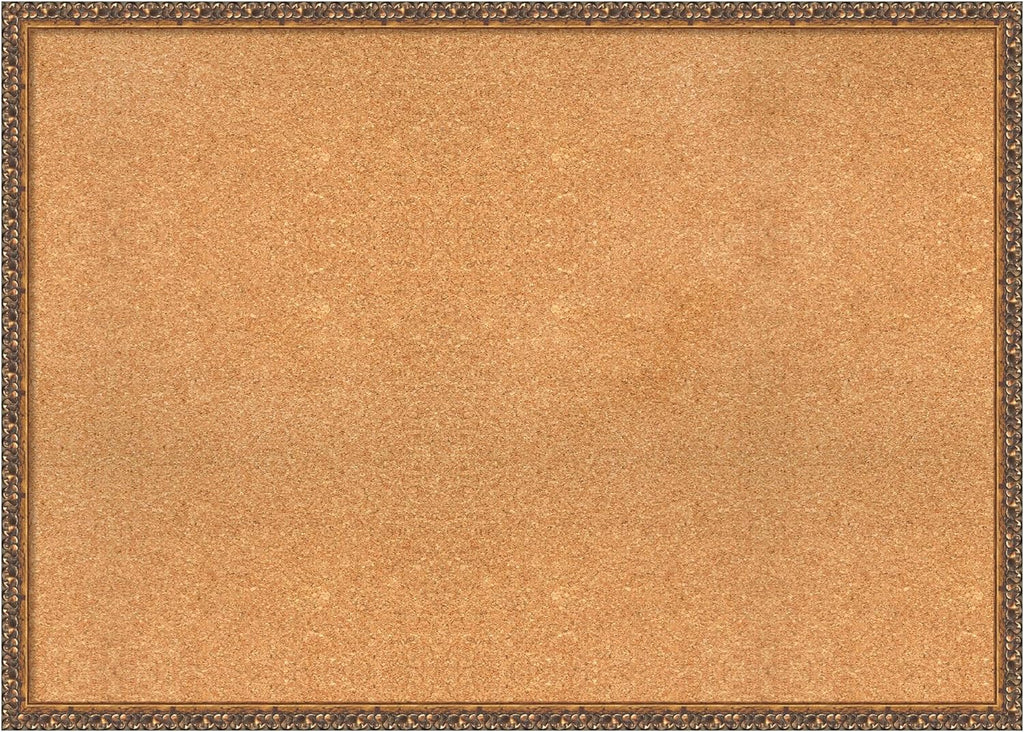 Amanti Art Natural Cork Board for Wall, 30x42 Vision Board with Bronze Frame, X-Large Corkboard Office Decor for Home Organization, Traditional Corkboard Pinboard to Display Items for Home