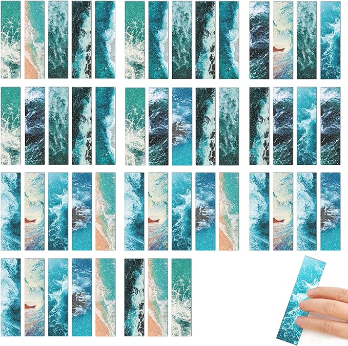 50PCS Calm Strips for Anxiety Sensory Stickers Calm Stickers for Relieve Adults Kids Teens Fidgets Stress Office&Classroom Supplies Anxiety Relief Items with Tactile Textured Surface Patterns(Sea)