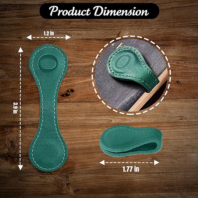 Personalized Leather Magnetic Bookmarks (1 Pack) Vintage Custom Engraved Initial ID Identification Book Marker Clip Gift for Book Lover Avid Readers (Letter O, Green)