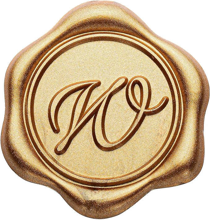 Yoption Initial W Wax Seal Stickers, 100 Pack Antique Gold Self Adhesive Letter Envelope Seal Stickers for Wedding Party Birthday Christmas (W)