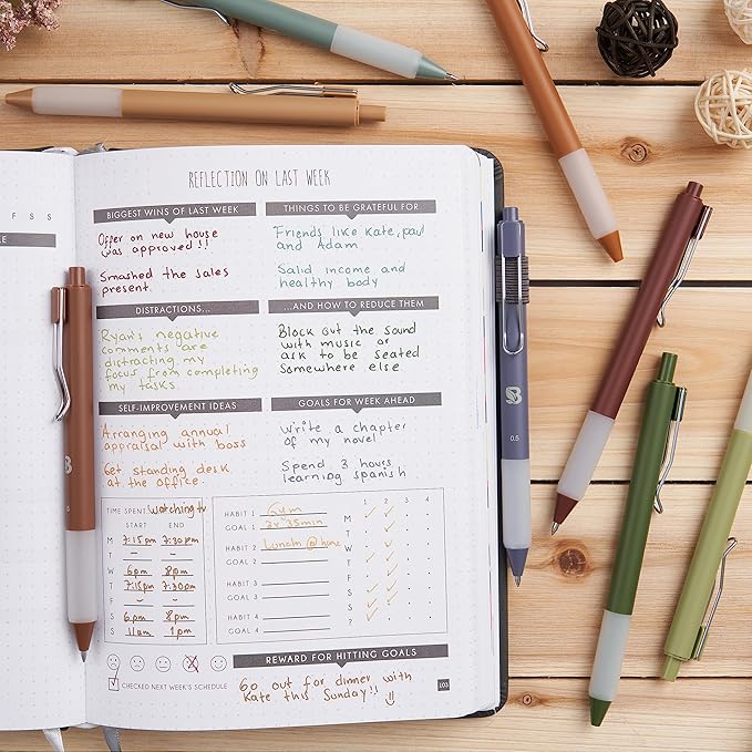 BLIEVE Gel Pens - Earthy, Matte Finish, Smooth Writing, No Bleed - For Journaling, Bible Notes, Drawing - Cute School Supplies, 8 Pack