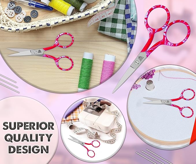 ARSUK Embroidery Scissors Sewing Sharp Shears Fabric Crafting Scissor for Threading Art Home Crafts, Office Work, Stainless Steel Vintage Stork Style Safety Needlework Cross-Stitch Tailor Scissors
