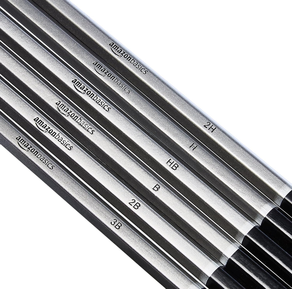 Amazon Basics Sketch and Drawing Pencil Set, 816 Count (17 Packs of 48), Charcoal, Black, White