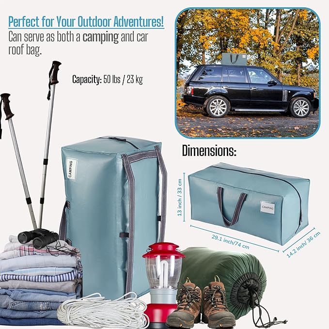 VENO 2 Pack Moving Bags w/Backpack Straps, Moving Boxes & Storage Bins Alternative, Packing Supplies, Camping Accessories Totes, Dorm Room Essentials Storage Bags (Shiny Light Blue, 2 Pack)